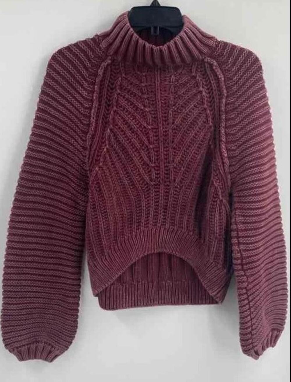 FREE PEOPLE SWEETHEART Womens Garnet Grotto Chunky Mock Neck Sweater Size S